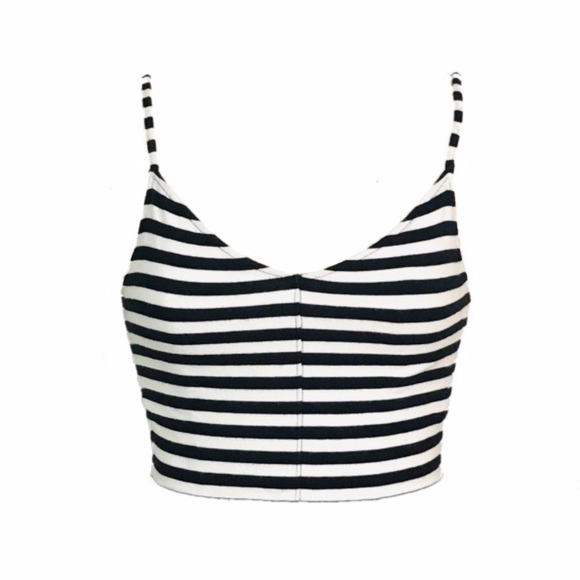 Hollister Tops - Hollister Black / White Striped Crop Top